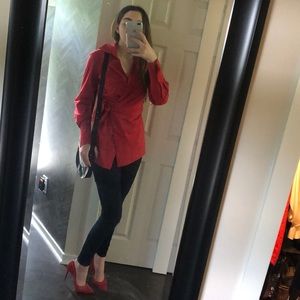 finley small red wrap top